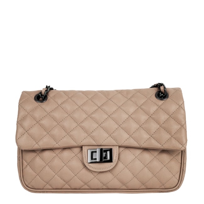 Bolsa em Couro Nude Matelassê Ônix 2469