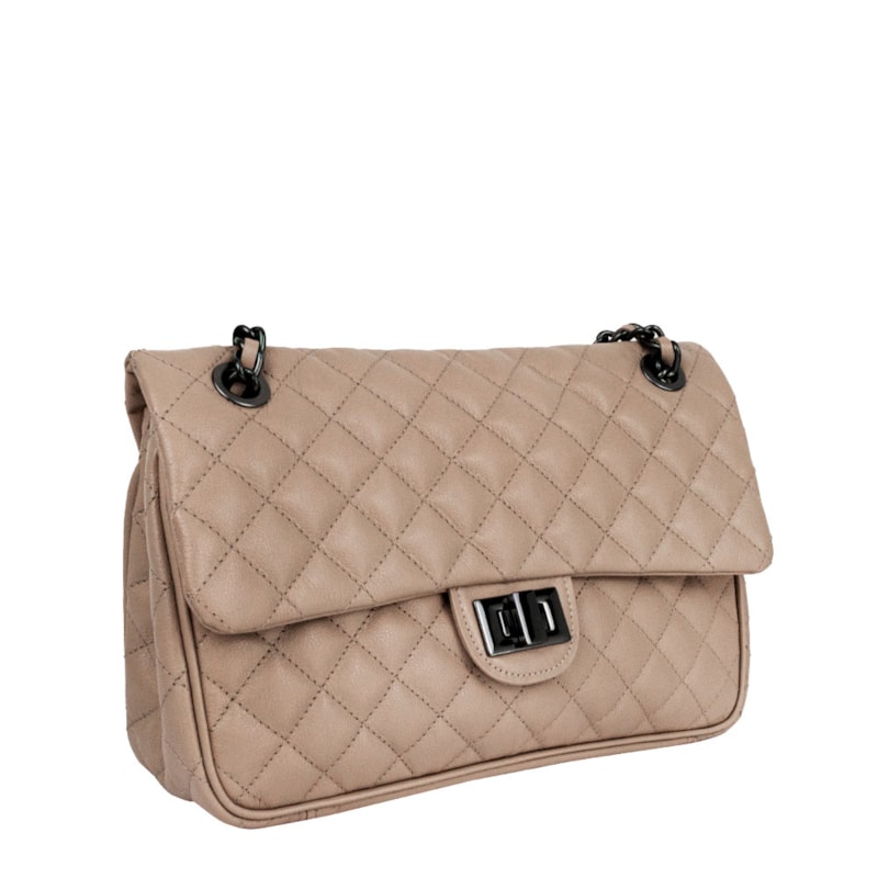 Bolsa em Couro Nude Matelassê Ônix 2469