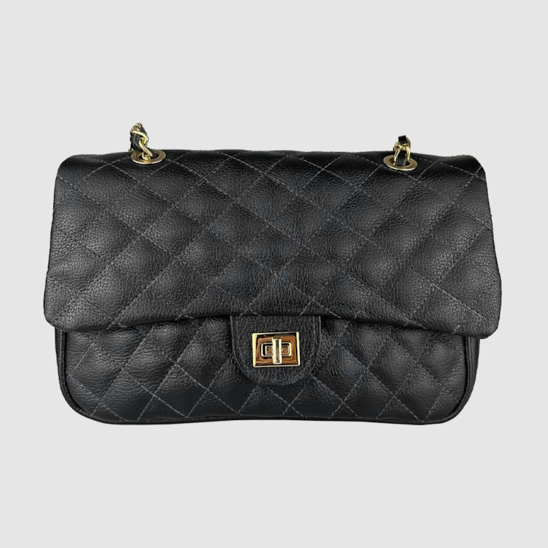 Bolsa Ibiza  Couro Preto  Matelassê 521 Bolsa Ibiza  Couro Preto  Matelassê 521