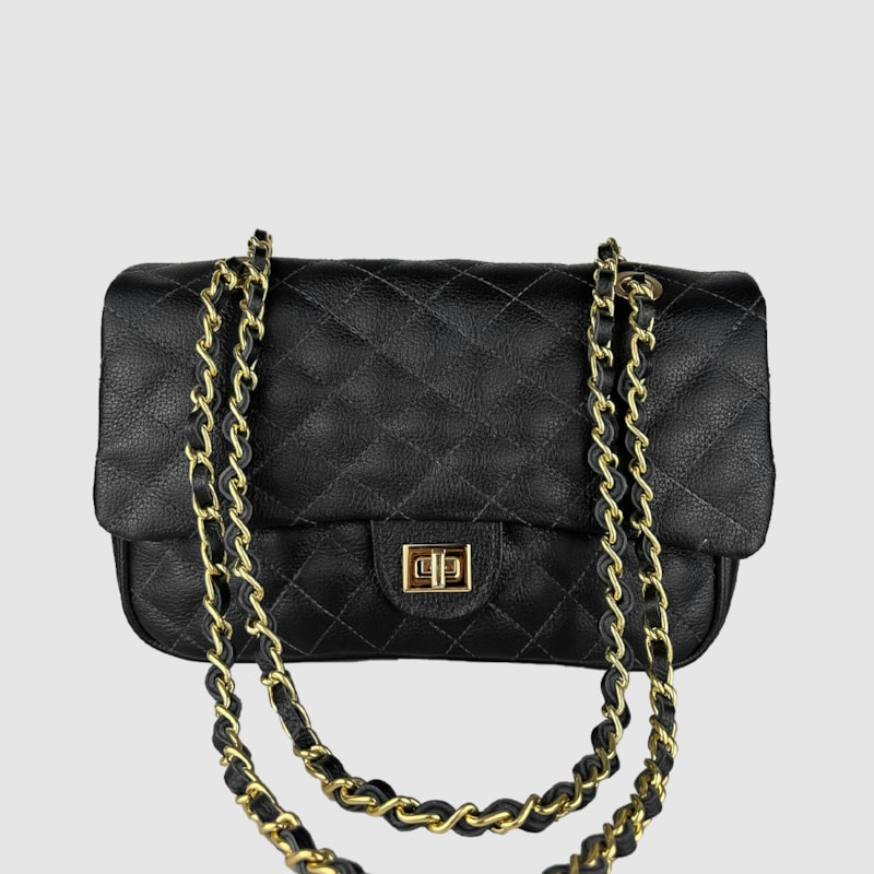 Bolsa Ibiza  Couro Preto  Matelassê 521 Bolsa Ibiza  Couro Preto  Matelassê 521