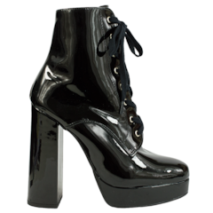 Bota Coturno em Verniz Preto 204 Bota Coturno em Verniz Preto 204