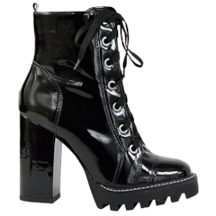 Bota Coturno em Verniz Preto 751 Bota Coturno em Verniz Preto 751