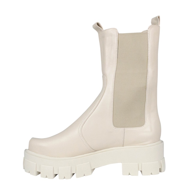Bota Gisele Couro Off White Estilo Chelsea 5-690 Bota Gisele Couro Off White Estilo Chelsea 5-690