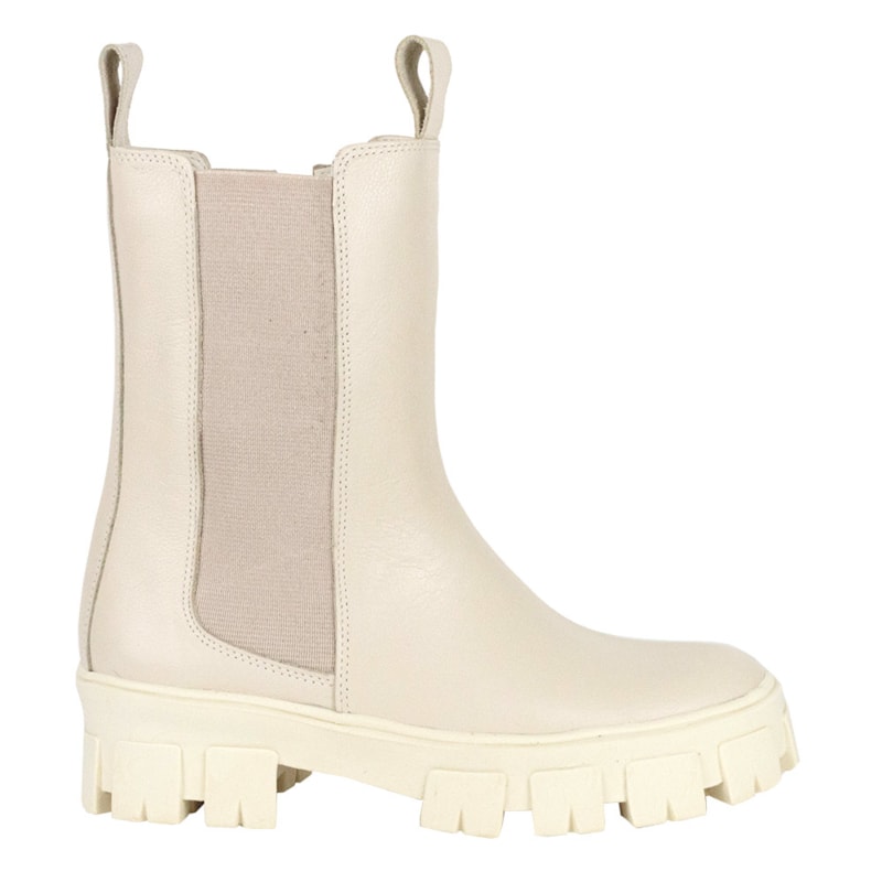 Bota Lívia Off White Couro Estilo Chelsea 4225 Bota Lívia Off White Couro Estilo Chelsea 4225