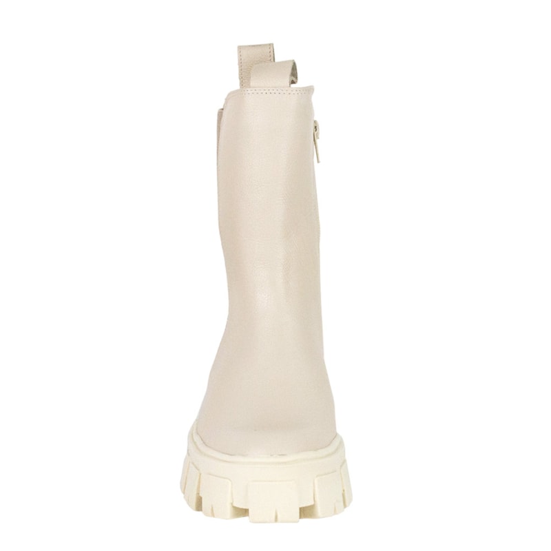 Bota Lívia Off White Couro Estilo Chelsea 4225 Bota Lívia Off White Couro Estilo Chelsea 4225