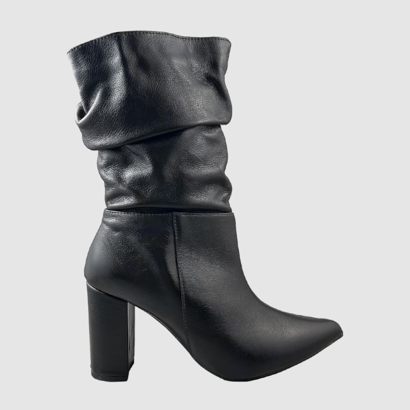 Bota Praga em Couro Preto/Salto Grosso 007