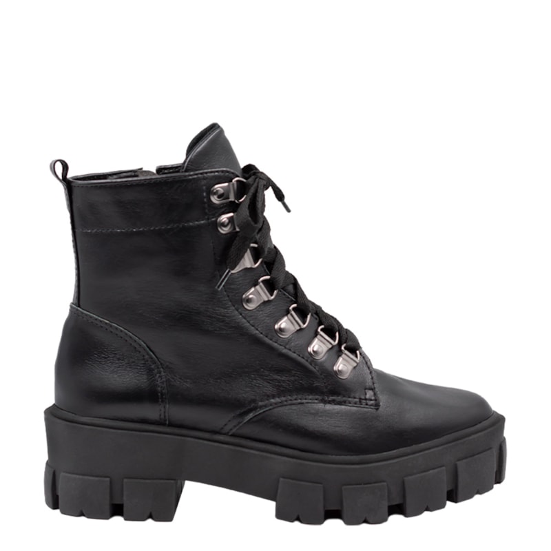 Coturno Munik Preto Couro 9677 Coturno Munik Preto Couro 9677