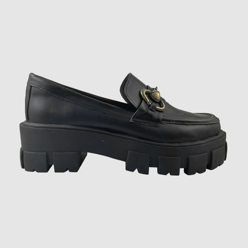 Mocassim Ana Luíza Couro Preto 745 ( Recomendamos a compra de um número menor do normalmente usado)