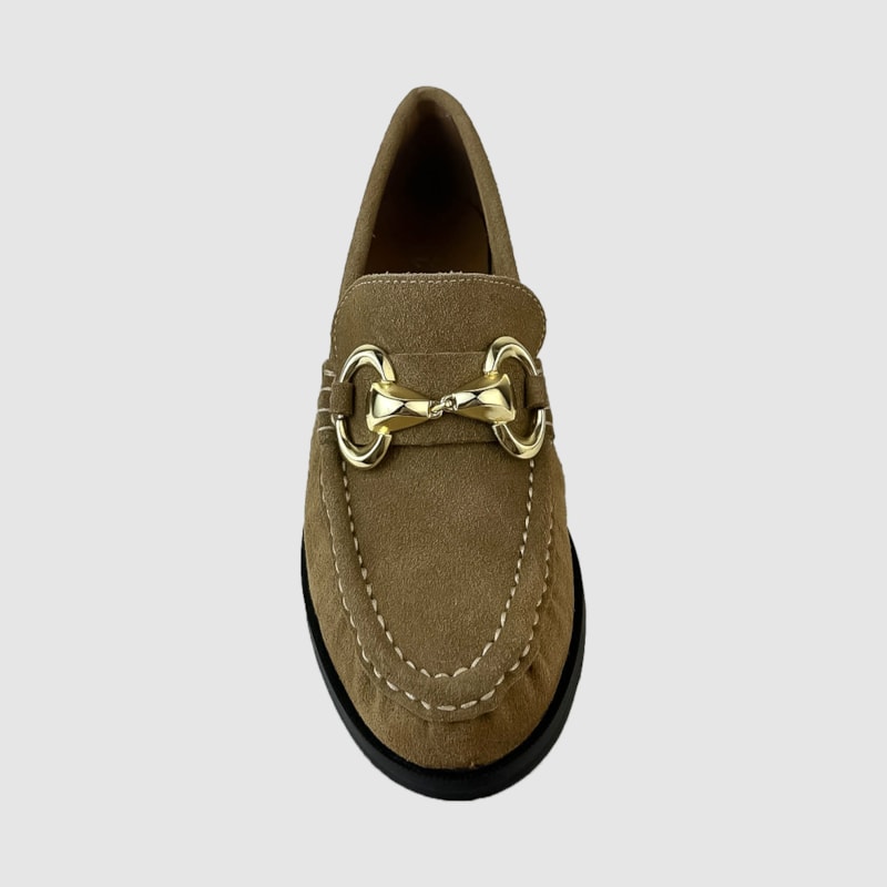 Mocassim Anna Camurça Couro Taupe 335 Mocassim Anna Camurça Couro Taupe 335