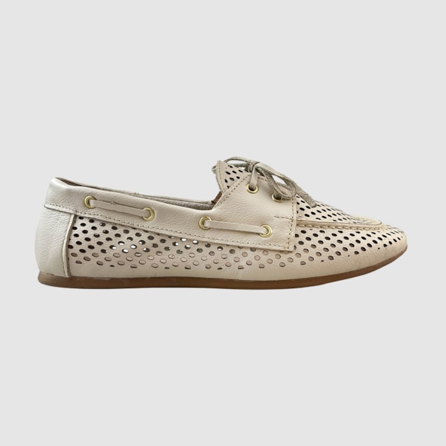 Mocassim Gisele Furadinho Couro Branco 550