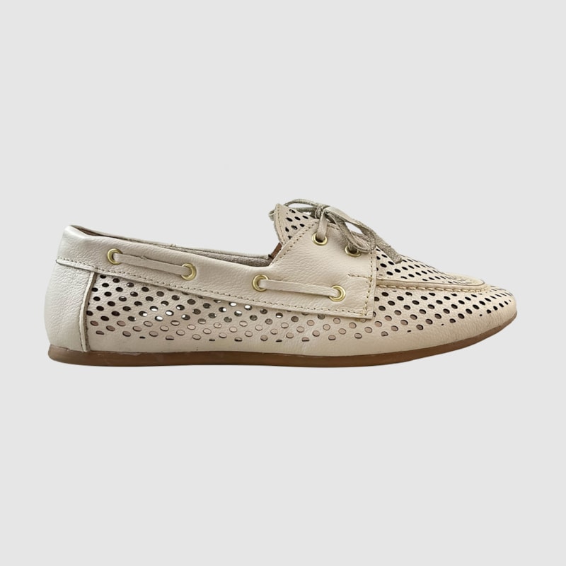 Mocassim Gisele Furadinho Couro Branco 550
