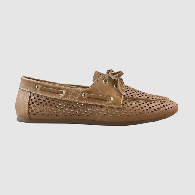 Mocassim Gisele Furadinho Couro Camel 550