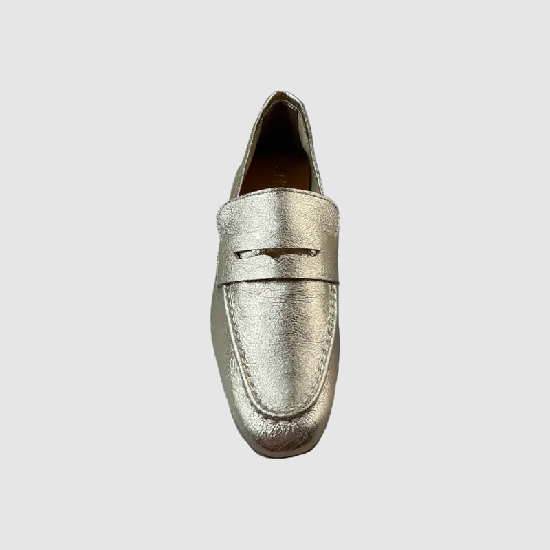 Mocassim Lury Couro Metalizado Ouro Light 051