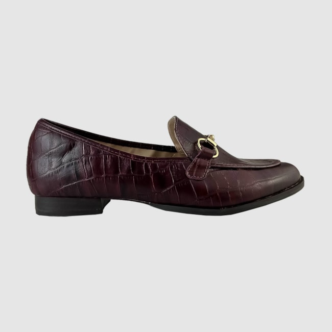 Mocassim Tomboy Couro Croco Malbec 533