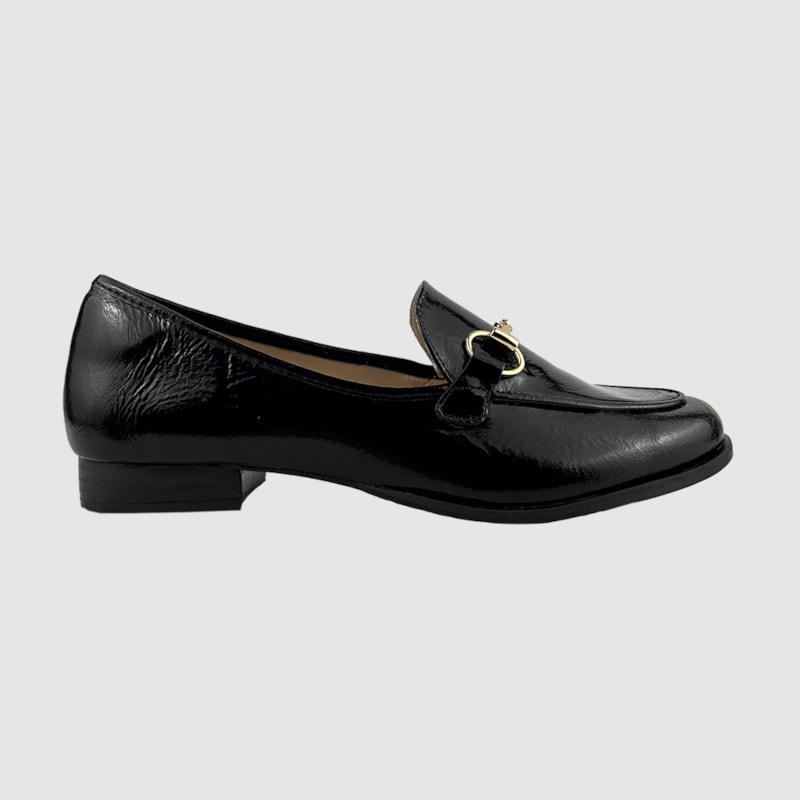 Mocassim Tomboy Couro Verniz Preto 533