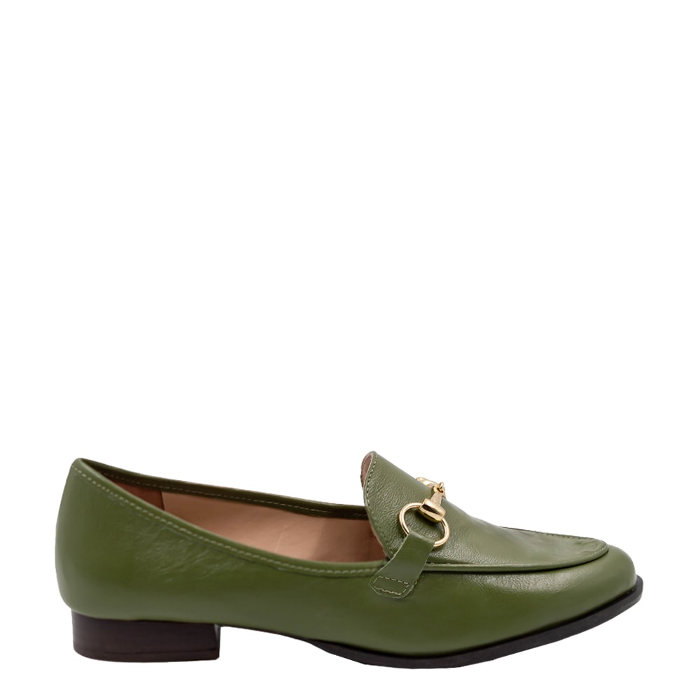 Mocassim Tomboy em Couro Verde Musgo 533 - ArtemPe
