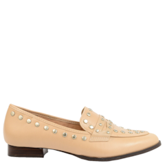 Mocassim Tomboy Gucci Inspired em Couro Nude com Tachas 613 Mocassim Tomboy Gucci Inspired em Couro Nude com Tachas 613