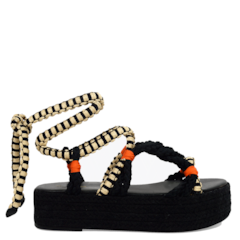 Sandália Flatform Barcelona Preto 6224 Sandália Flatform Barcelona Preto 6224