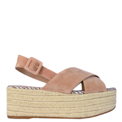 Sandália Flatform com Tiras em Camurça Nude 2444 Sandália Flatform com Tiras em Camurça Nude 2444