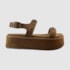 Sandália Flatform Iza Camurça Couro Capuccino 297