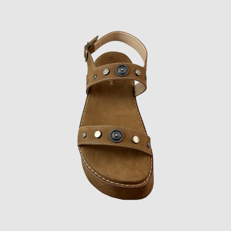Sandália Flatform Iza Camurça Couro Capuccino 297