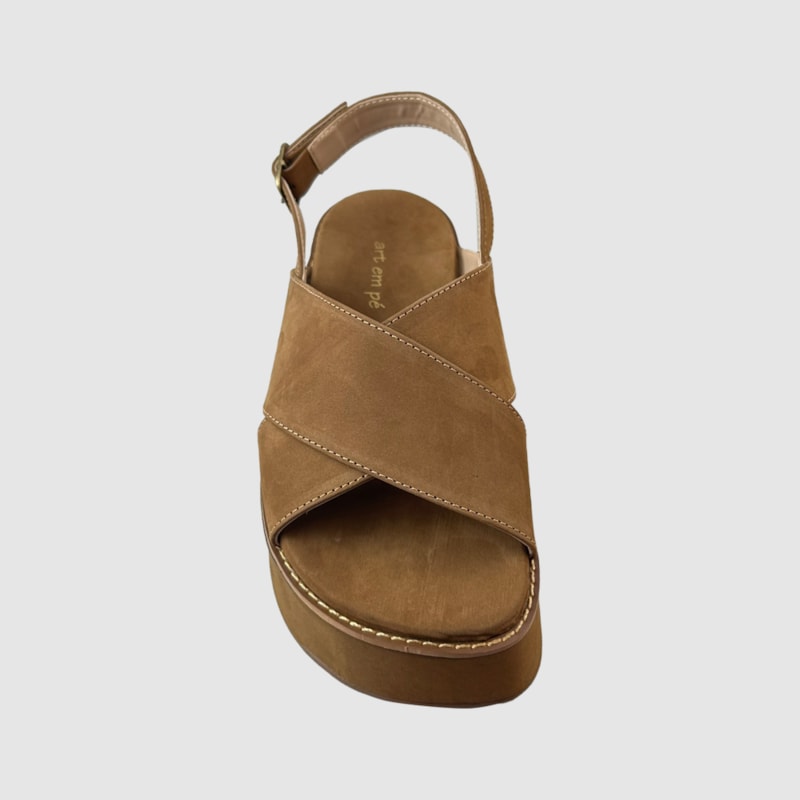 Sandália Flatform Jesy Couro Nobuck Capuccino 300
