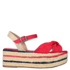 Sandália Flatform Nó em Suede Vermelho 4042 Sandália Flatform Nó em Suede Vermelho 4042