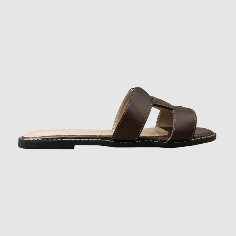 Sandália Hermes Inspired em Couro Brown 5-114