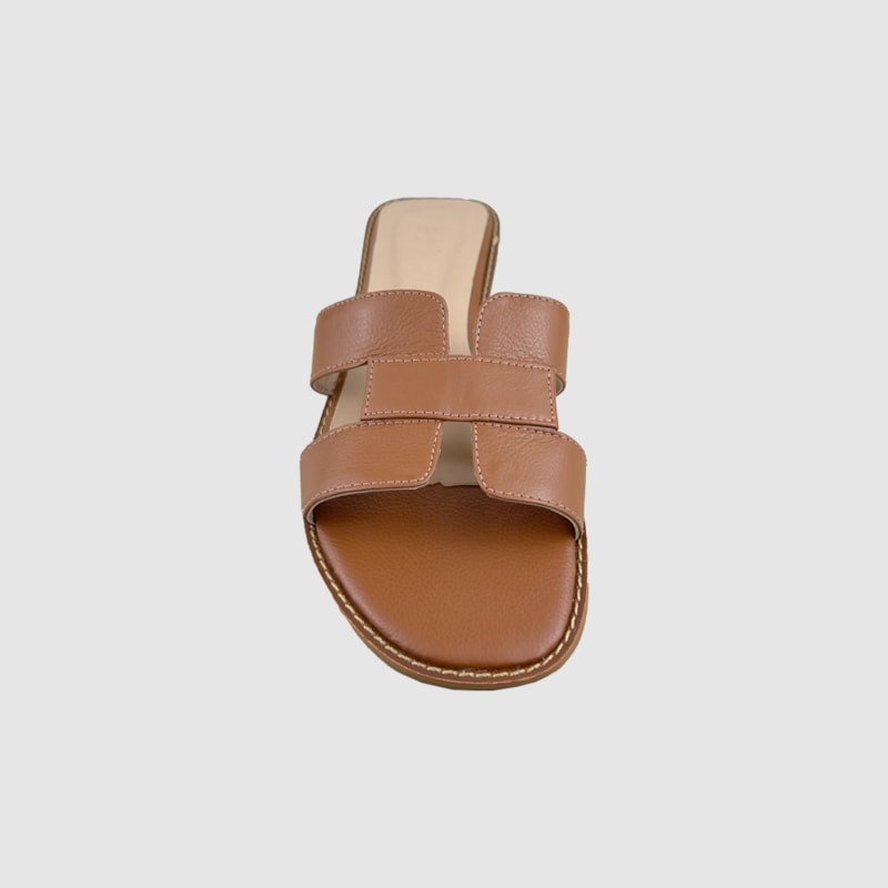 Sandália Hermes Inspired em Couro Camel 5-114 Sandália Hermes Inspired em Couro Camel 5-114