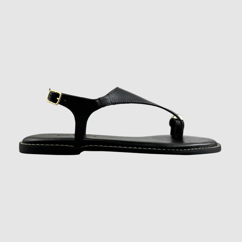 Sandália Rasteira Duda Couro Preto 251