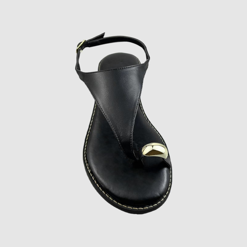 Sandália Rasteira Duda Couro Preto 251