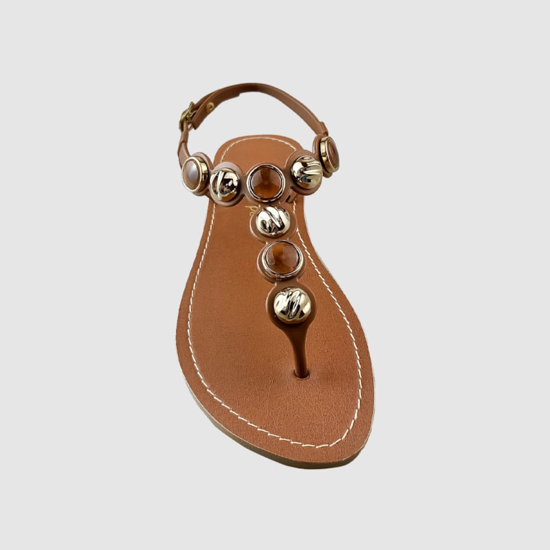 Sandália Rasteira Fê Whisky/Bege 145 Sandália Rasteira Fê Whisky/Bege 145