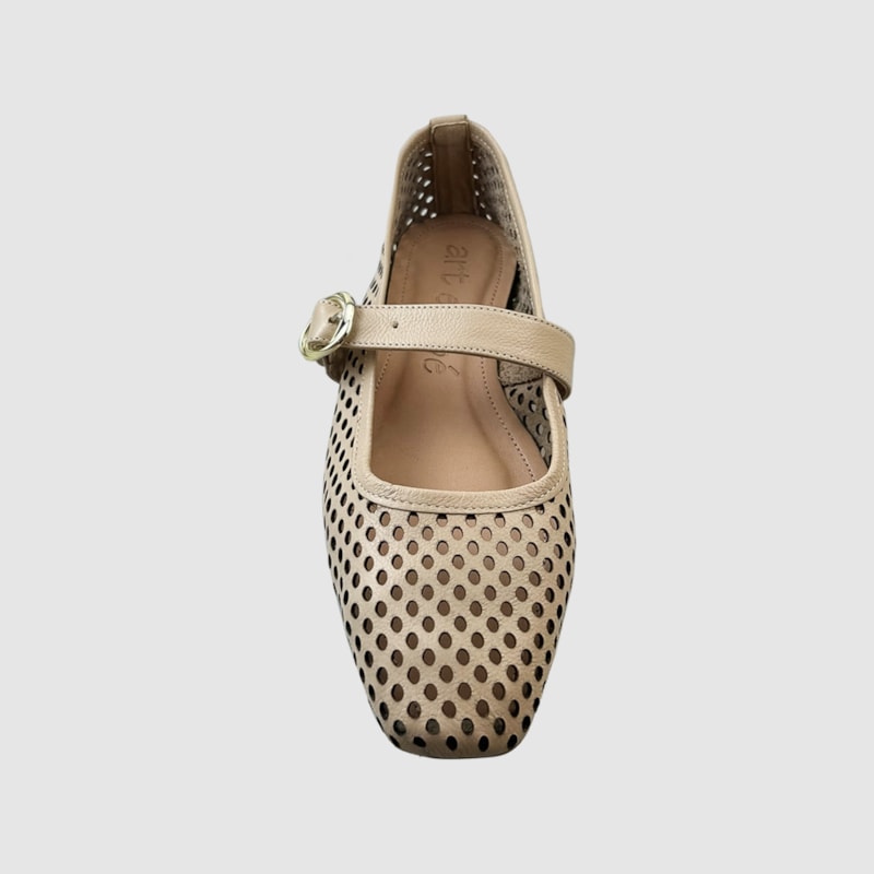 Sapatilha Flay Couro Amêndoa 091