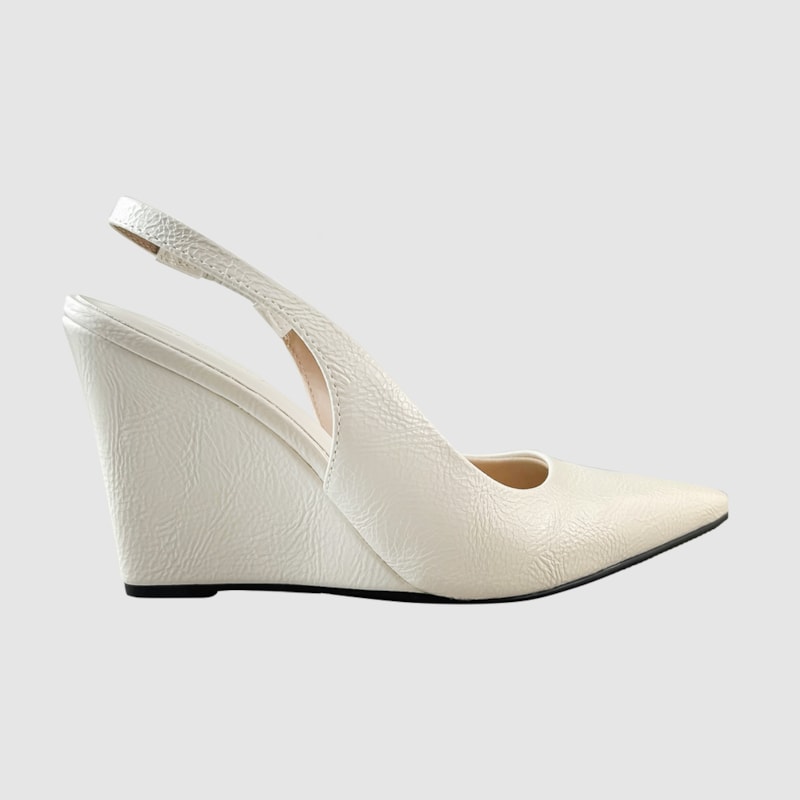Scarpin Ana Salto Anabela Verniz Branco 161