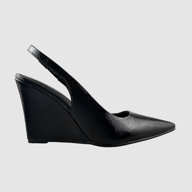 Scarpin Ana Salto Anabela  Verniz Preto 161