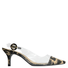 Scarpin Bianca Bico Fino Clear Animal Print em Tecido 5098 Scarpin Bianca Bico Fino Clear Animal Print em Tecido 5098