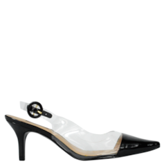 Scarpin Bianca Bico Fino Clear em Verniz Preto 5098 Scarpin Bianca Bico Fino Clear em Verniz Preto 5098