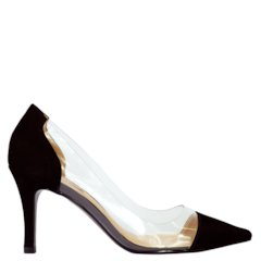 Scarpin Bico Fino Clear em Nobuck Preto 7500 Scarpin Bico Fino Clear em Nobuck Preto 7500