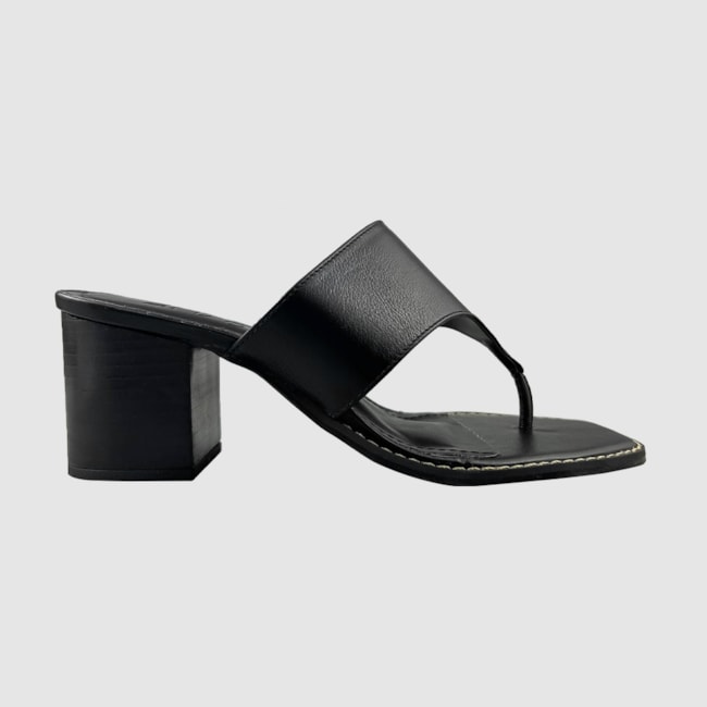 Tamanco Bru Couro Preto 279
